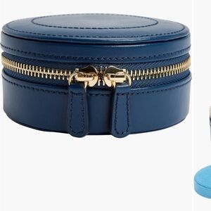 NWT WOLF Sophia Mini Navy Leather Accessory Case